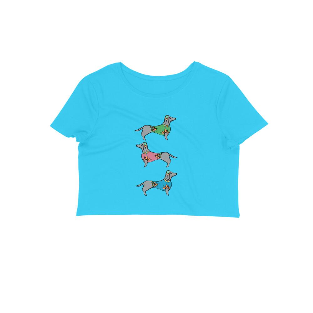 Stepevoli Clothing - Crop Top (Women) - Three Dachshunds (12 Colours)