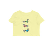 Stepevoli Clothing - Crop Top (Women) - Three Dachshunds (12 Colours)