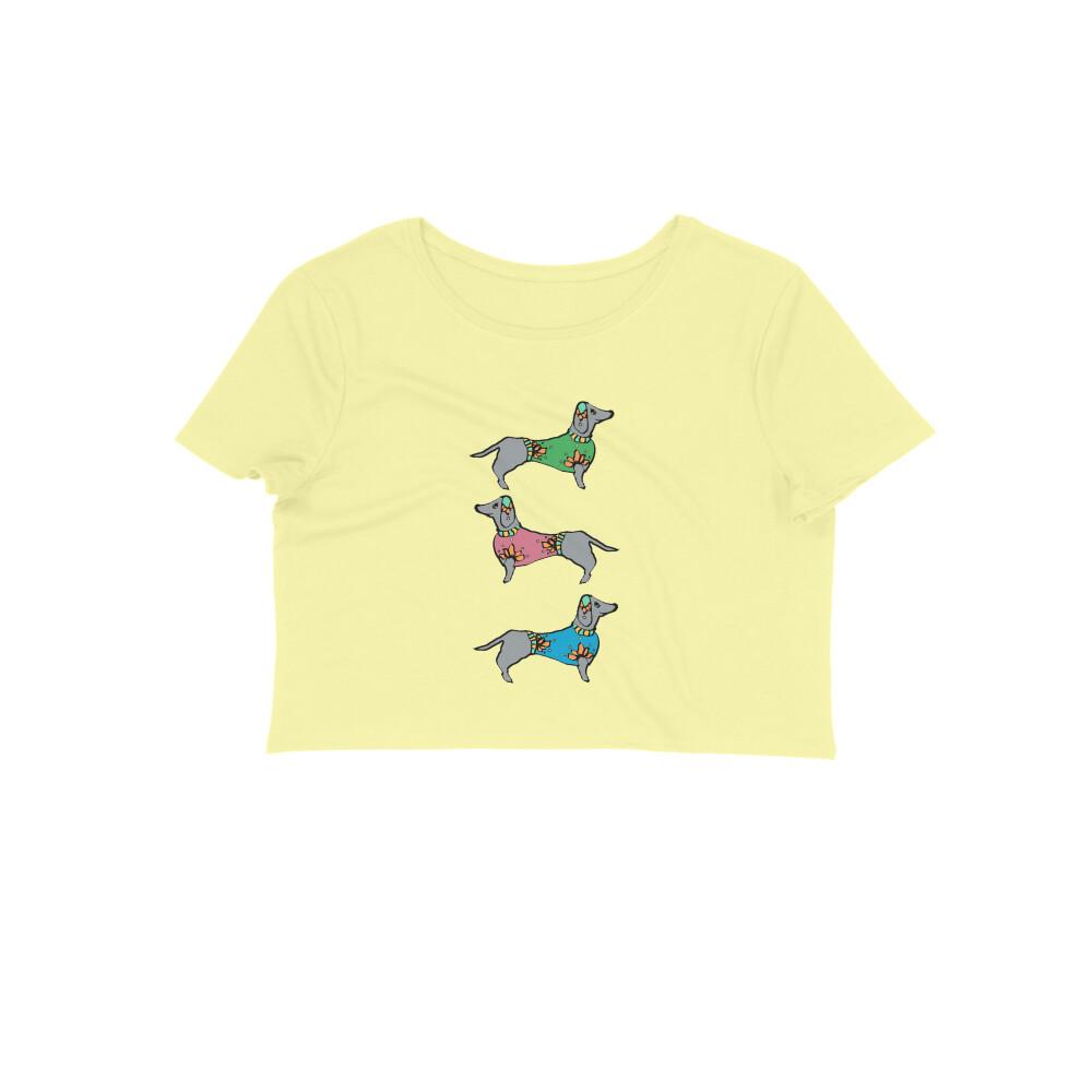 Stepevoli Clothing - Crop Top (Women) - Three Dachshunds (12 Colours)