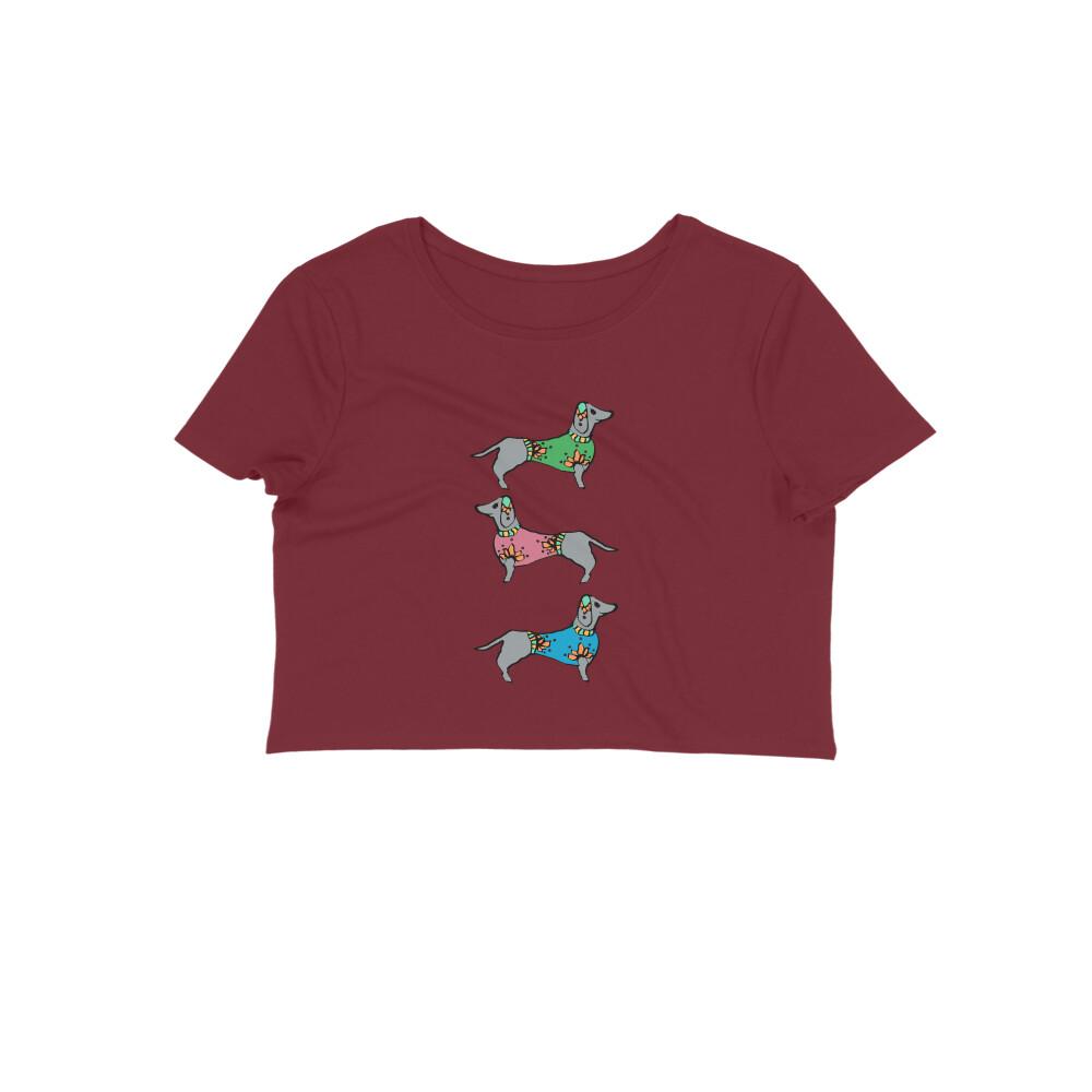 Stepevoli Clothing - Crop Top (Women) - Three Dachshunds (12 Colours)