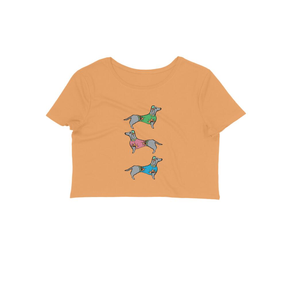 Stepevoli Clothing - Crop Top (Women) - Three Dachshunds (12 Colours)