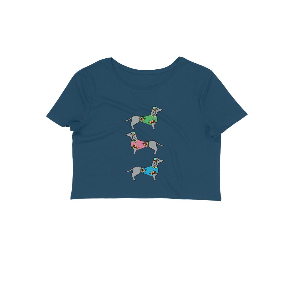 Stepevoli Clothing - Crop Top (Women) - Three Dachshunds (12 Colours)