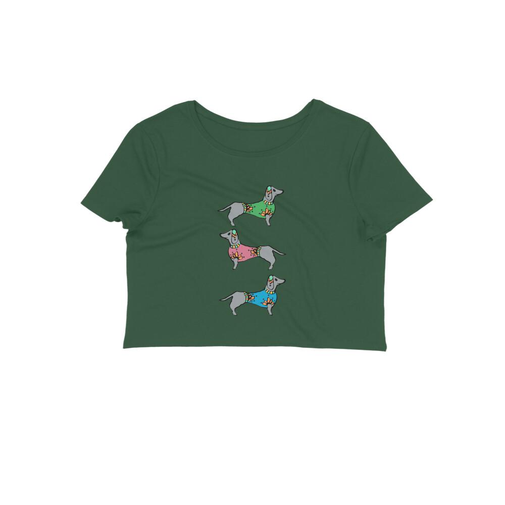 Stepevoli Clothing - Crop Top (Women) - Three Dachshunds (12 Colours)