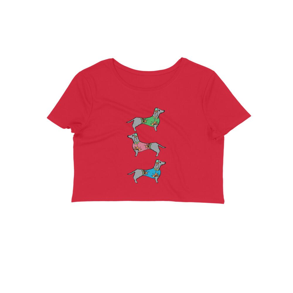 Stepevoli Clothing - Crop Top (Women) - Three Dachshunds (12 Colours)