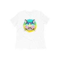 Stepevoli Clothing - Round Neck T-Shirt (Women) - Cat With Glasses (15 Colours)