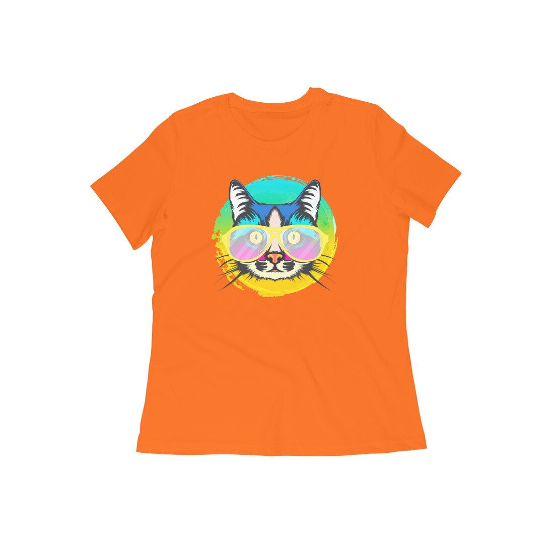 Stepevoli Clothing - Round Neck T-Shirt (Women) - Cat With Glasses (15 Colours)