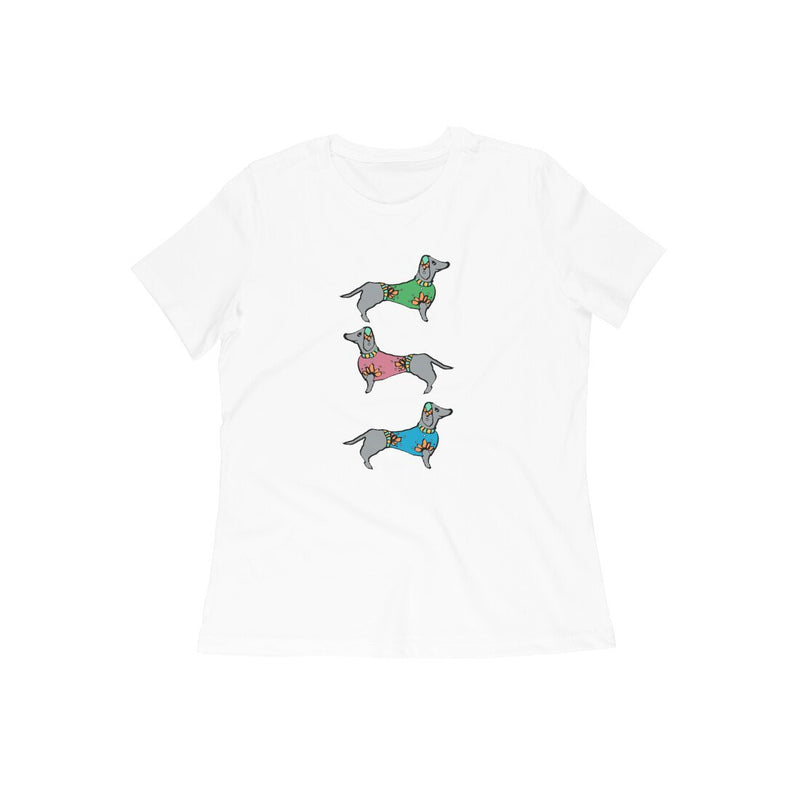 Stepevoli Clothing - Round Neck T-Shirt (Women) - Three Dachshunds (16 Colours)