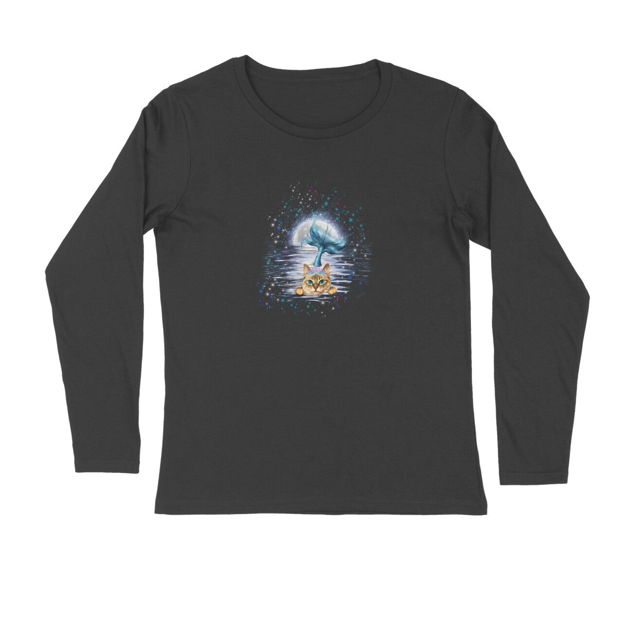 Stepevoli Clothing - Full Sleeves Round Neck (Men) - Little Meowmaid Cat (7 Colours)