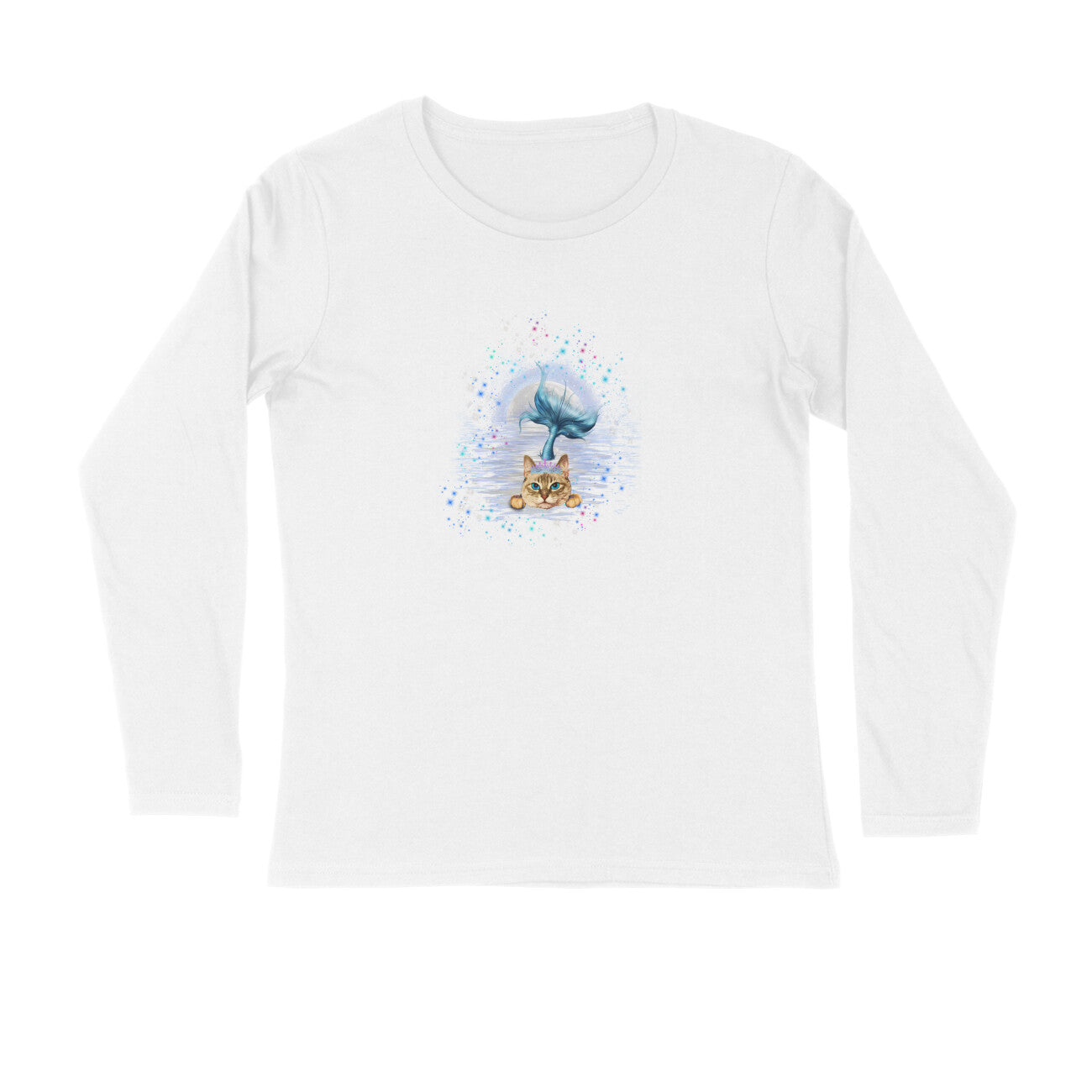 Stepevoli Clothing - Full Sleeves Round Neck (Men) - Little Meowmaid Cat (7 Colours)