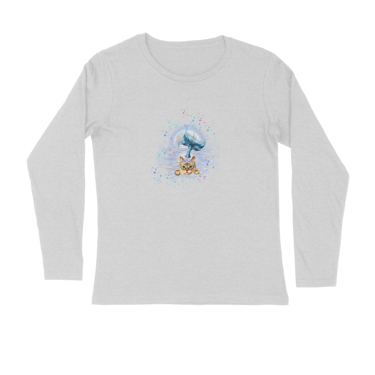 Stepevoli Clothing - Full Sleeves Round Neck (Men) - Little Meowmaid Cat (7 Colours)
