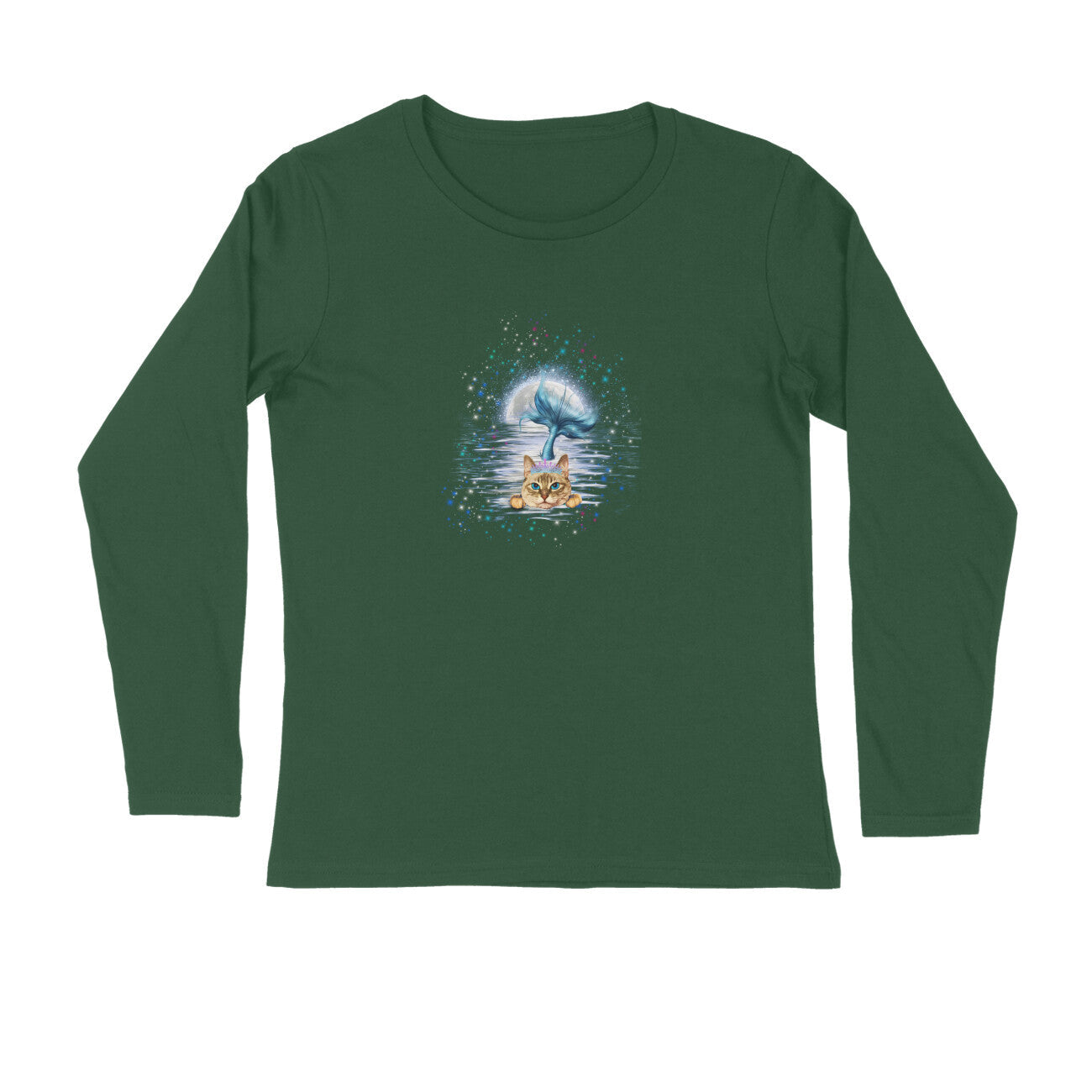 Stepevoli Clothing - Full Sleeves Round Neck (Men) - Little Meowmaid Cat (7 Colours)