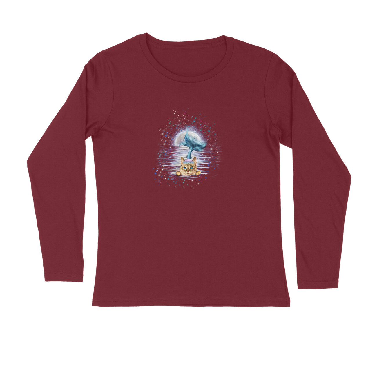 Stepevoli Clothing - Full Sleeves Round Neck (Men) - Little Meowmaid Cat (7 Colours)