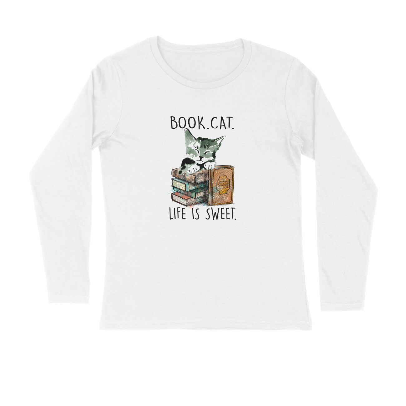 Stepevoli Clothing - Full Sleeves Round Neck (Men) - Nerdy Kitty (3 Colours)