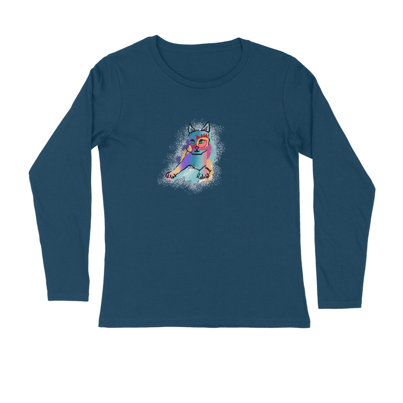 Stepevoli Clothing - Full Sleeves Round Neck (Men) - Russian Blue Sparkle Cat (5 Colours)