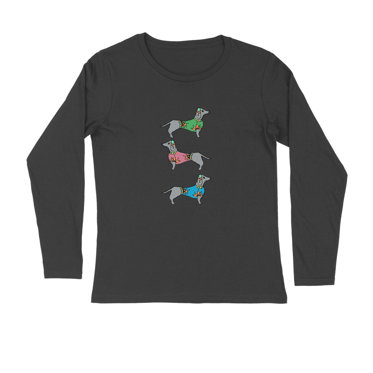 Stepevoli Clothing - Full Sleeves Round Neck (Men) - Three Dachshunds (7 Colours)