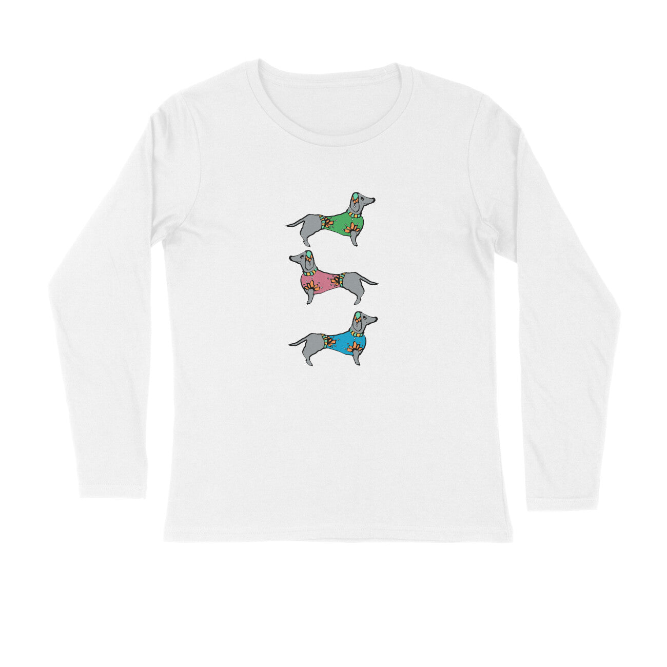 Stepevoli Clothing - Full Sleeves Round Neck (Men) - Three Dachshunds (7 Colours)