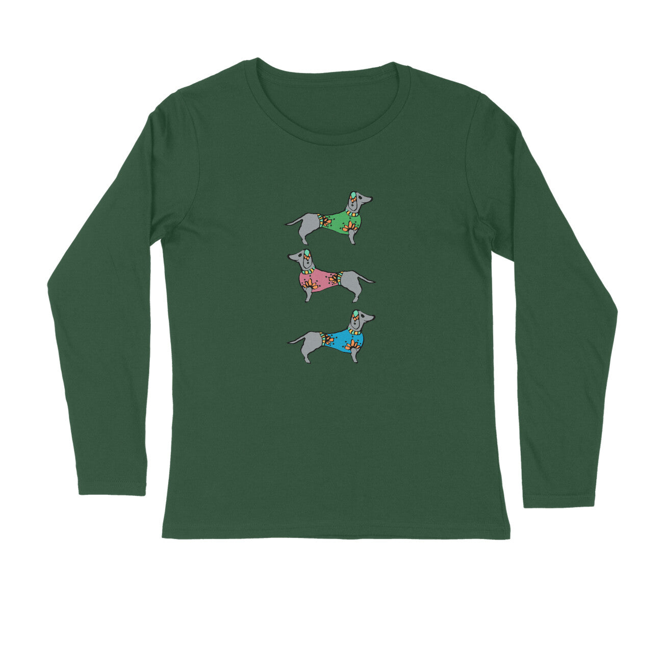 Stepevoli Clothing - Full Sleeves Round Neck (Men) - Three Dachshunds (7 Colours)