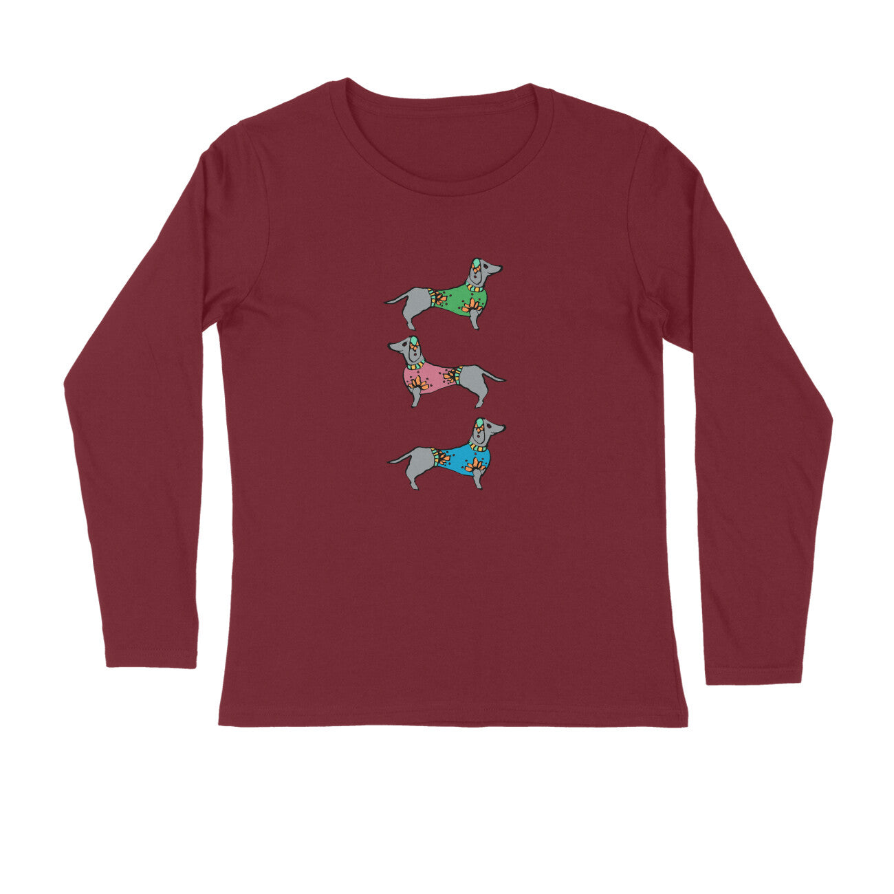 Stepevoli Clothing - Full Sleeves Round Neck (Men) - Three Dachshunds (7 Colours)