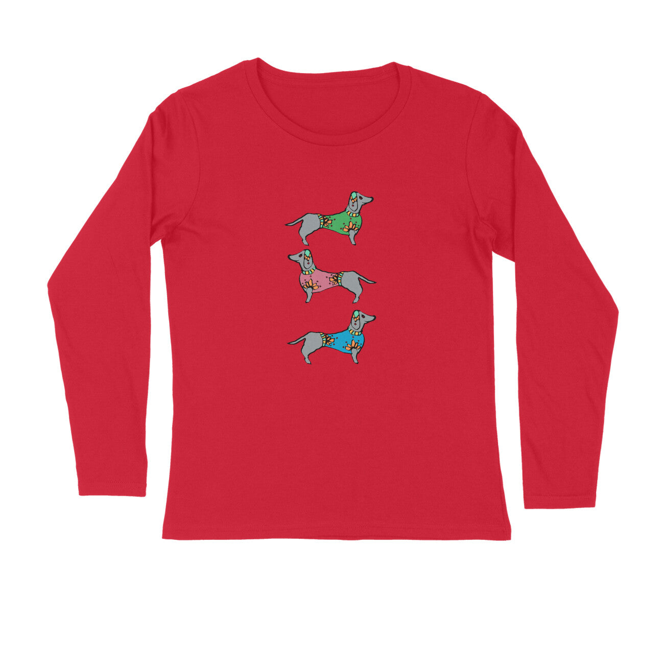 Stepevoli Clothing - Full Sleeves Round Neck (Men) - Three Dachshunds (7 Colours)