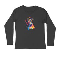 Stepevoli Clothing - Full Sleeves Round Neck (Men) - Tilted Head Rainbow Dog (7 Colours)