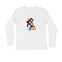 Stepevoli Clothing - Full Sleeves Round Neck (Men) - Tilted Head Rainbow Dog (7 Colours)