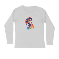 Stepevoli Clothing - Full Sleeves Round Neck (Men) - Tilted Head Rainbow Dog (7 Colours)