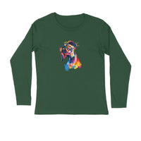 Stepevoli Clothing - Full Sleeves Round Neck (Men) - Tilted Head Rainbow Dog (7 Colours)