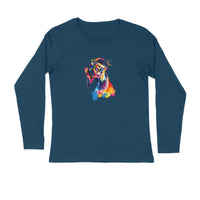 Stepevoli Clothing - Full Sleeves Round Neck (Men) - Tilted Head Rainbow Dog (7 Colours)