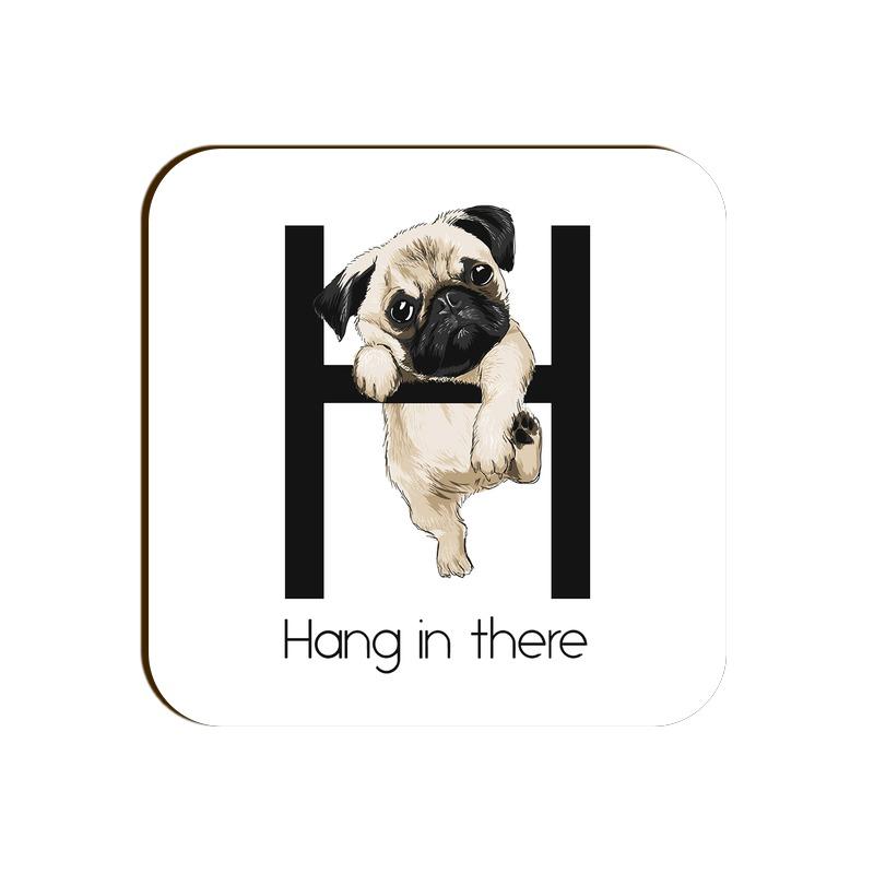 Stepevoli Coasters - Hang In There Pug Square Coaster