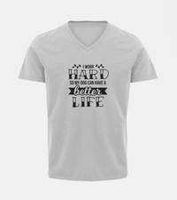V Neck T-Shirt (Men) - Hardworking Pawrent (2 Colours)