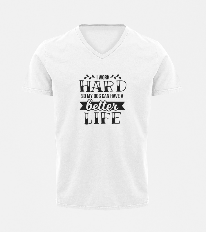 V Neck T-Shirt (Men) - Hardworking Pawrent (2 Colours)