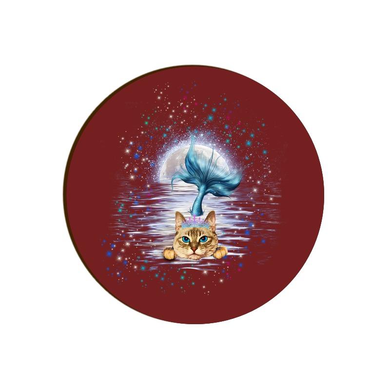 Stepevoli Coasters - Little Meowmaid Cat Round Coaster
