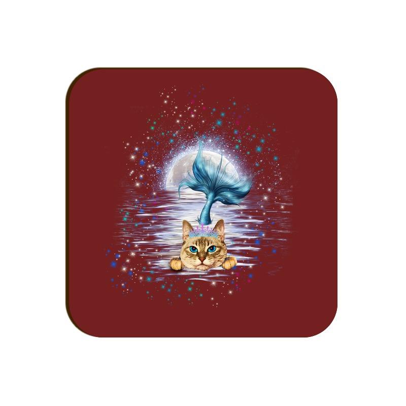 Stepevoli Coasters - Little Meowmaid Cat Square Coaster