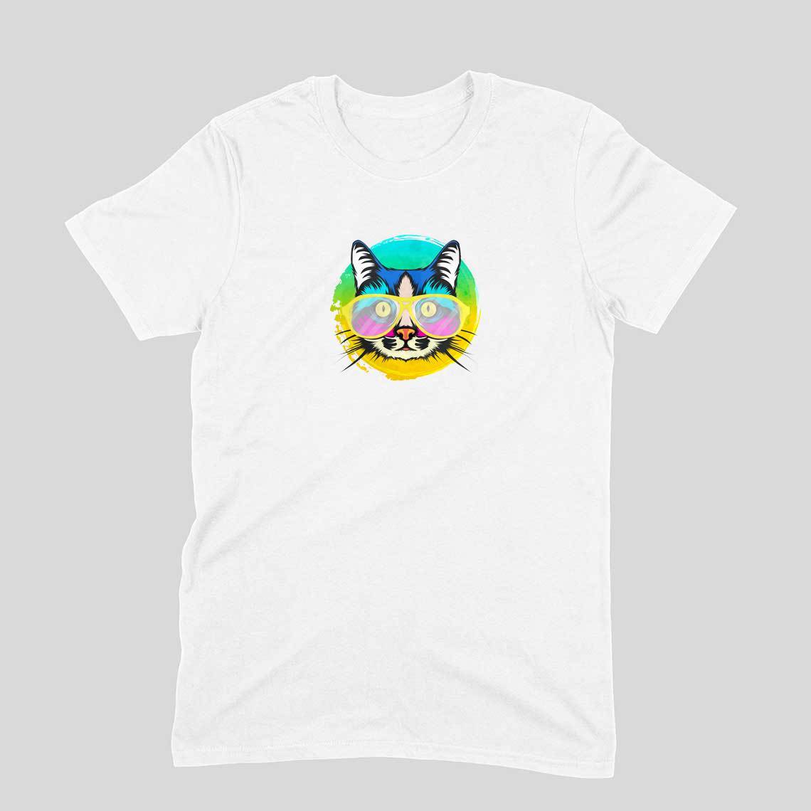 Stepevoli Clothing - Round Neck T-Shirt (Men) - Cat With Glasses (11 Colours)