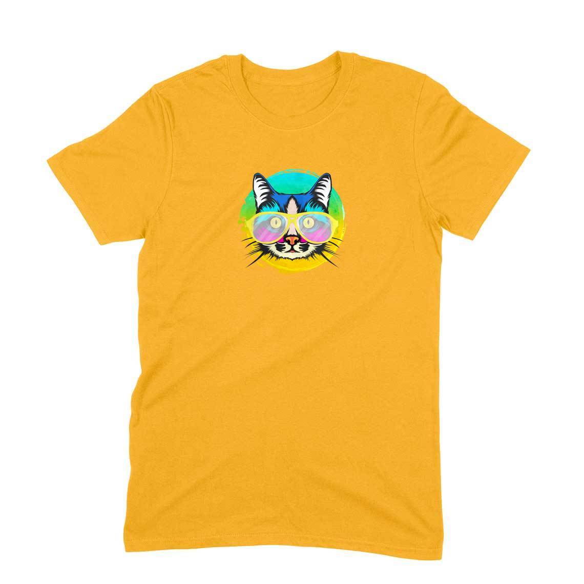 Stepevoli Clothing - Round Neck T-Shirt (Men) - Cat With Glasses (11 Colours)