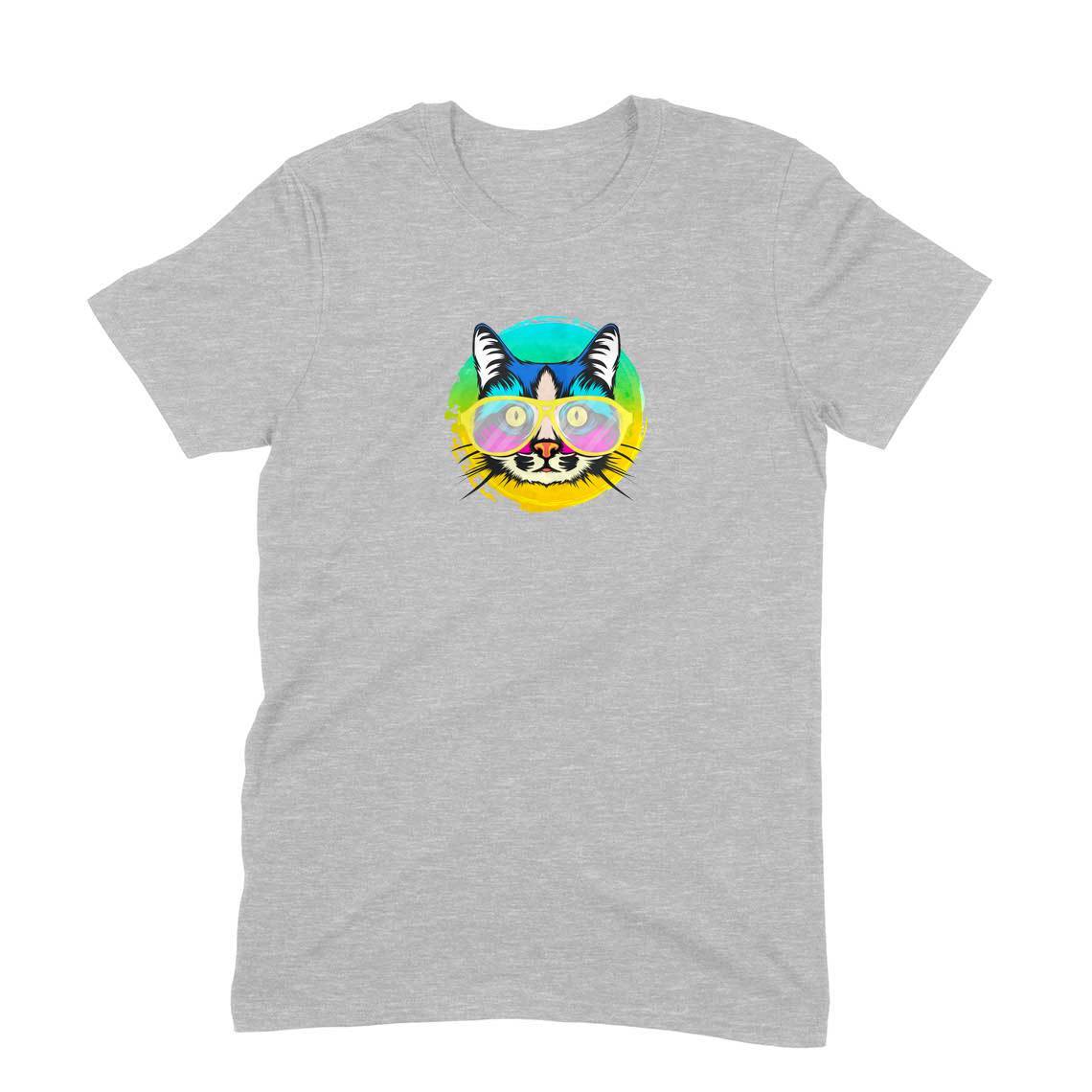 Stepevoli Clothing - Round Neck T-Shirt (Men) - Cat With Glasses (11 Colours)