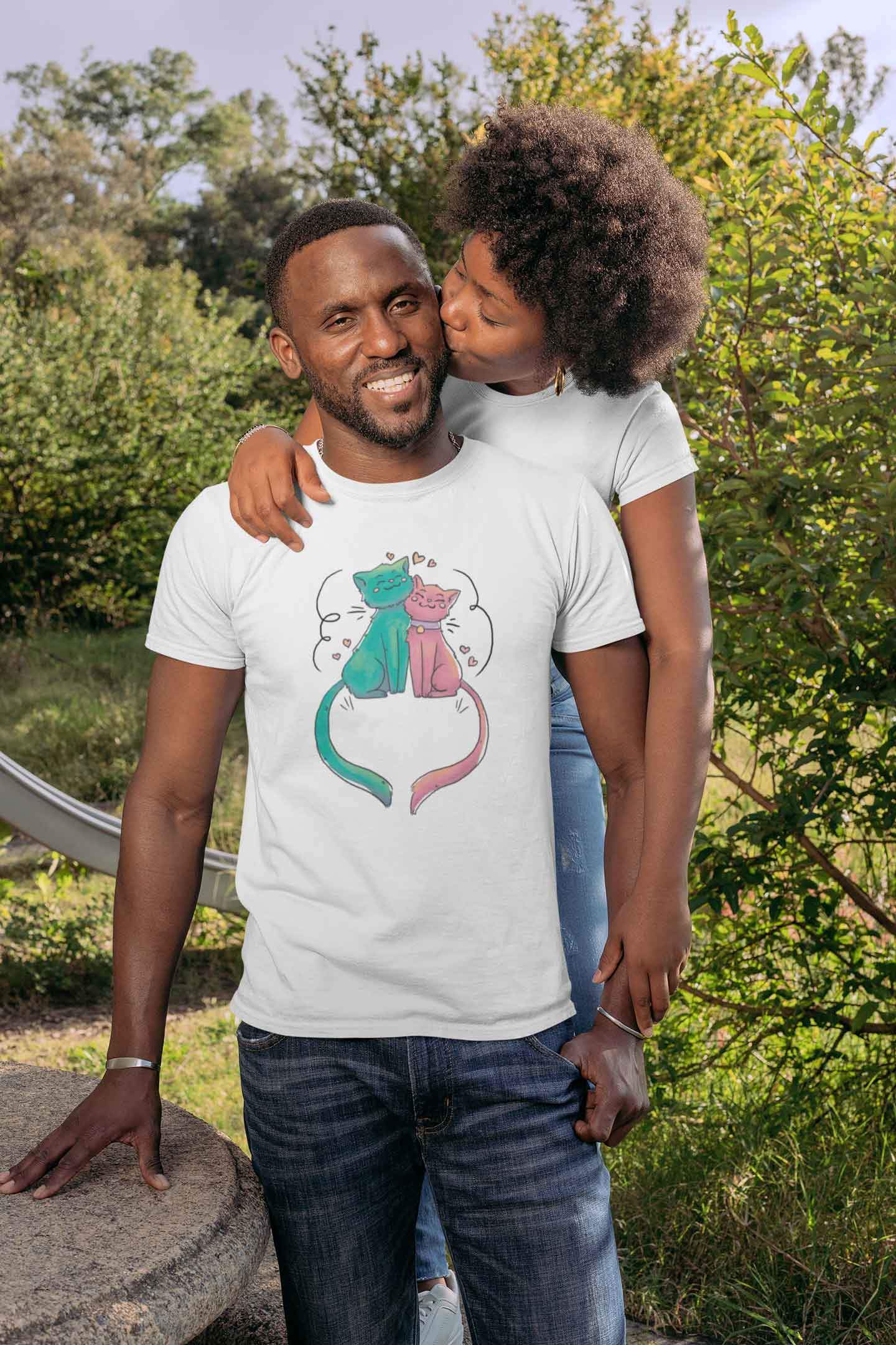 Stepevoli Clothing - Round Neck T-Shirt (Men) - Cats In Love (11 Colours)