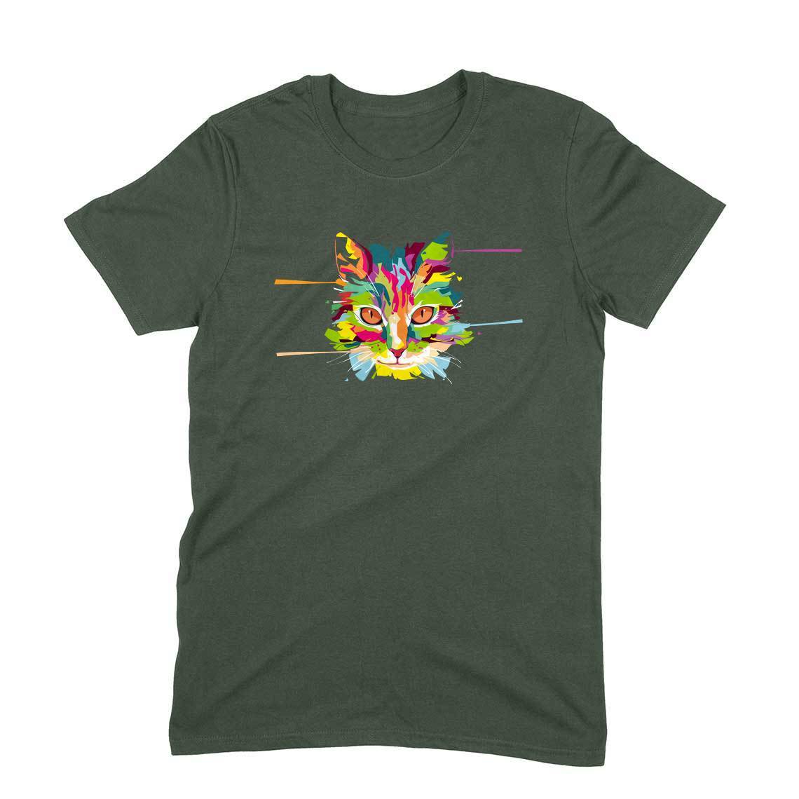 Stepevoli Clothing - Round Neck T-Shirt (Men) - Laser Sharp Cat (11 Colours)