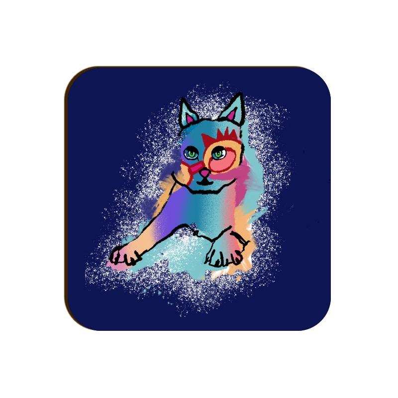 Stepevoli Coasters - Russian Blue Sparkle Cat Square Coaster