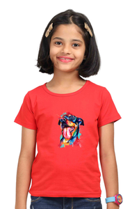 Round Neck T-Shirt (Girls) - Pawfectly Bright Hound (7 Colours)