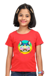 Round Neck T-Shirt (Girls) - Cat With Glasses (7 Colours)