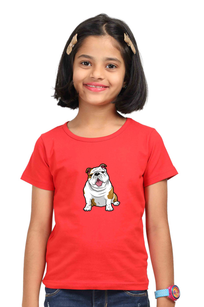 Round Neck T-Shirt (Girls) - Wringkly Sprinkly Bulldog (7 Colours)