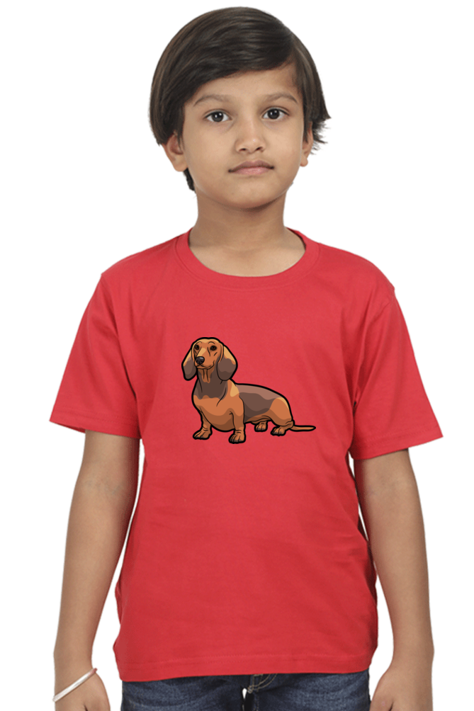 Round Neck T-Shirt (Boys) - Dash Dash Dachshund (10 Colours)