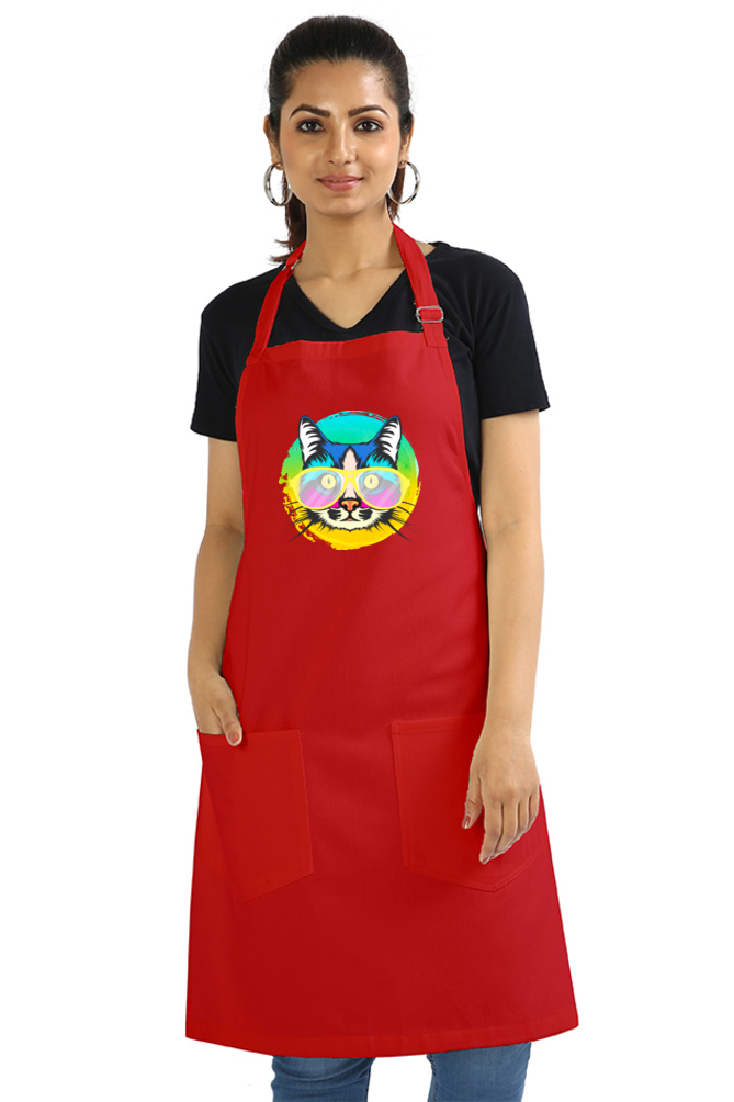 Cat With Glasses Apron (7 Colours)
