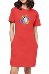 T-shirt Dress With Pockets - Splashes Of Joy Puppy (6 Colours)
