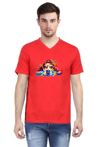 V Neck T-Shirt (Men) - Droopy Dog Eyes (6 Colours)