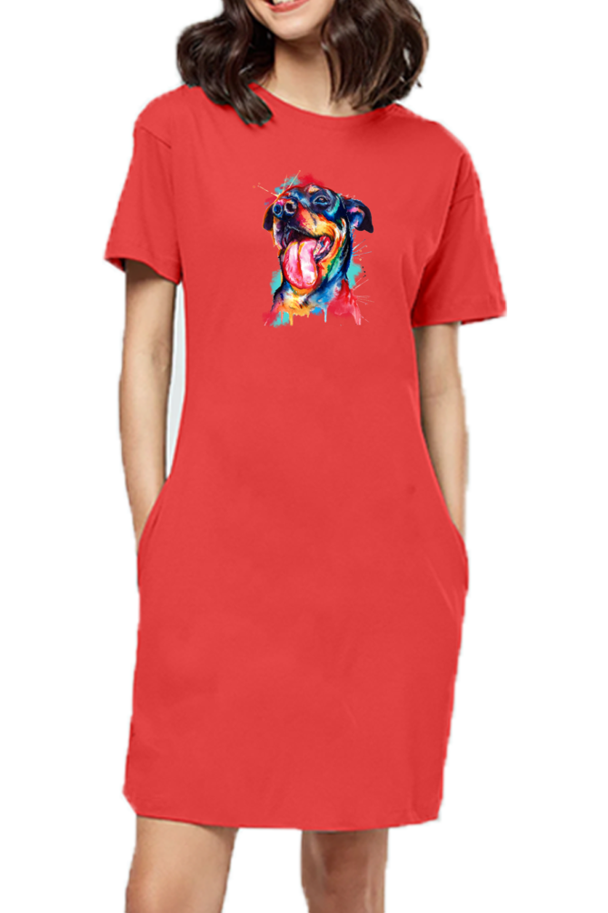 T-shirt Dress With Pockets - Pawfectly Bright Hound (6 Colours)