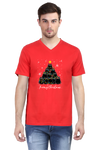 V Neck T-Shirt (Men) - Meowy Christmas (3 Colours)