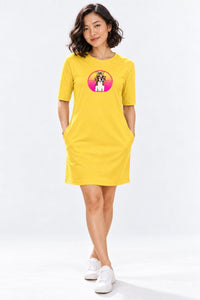 T-shirt Dress With Pockets - Lil Miss Beagle (6 Colours) (Slim Fit)