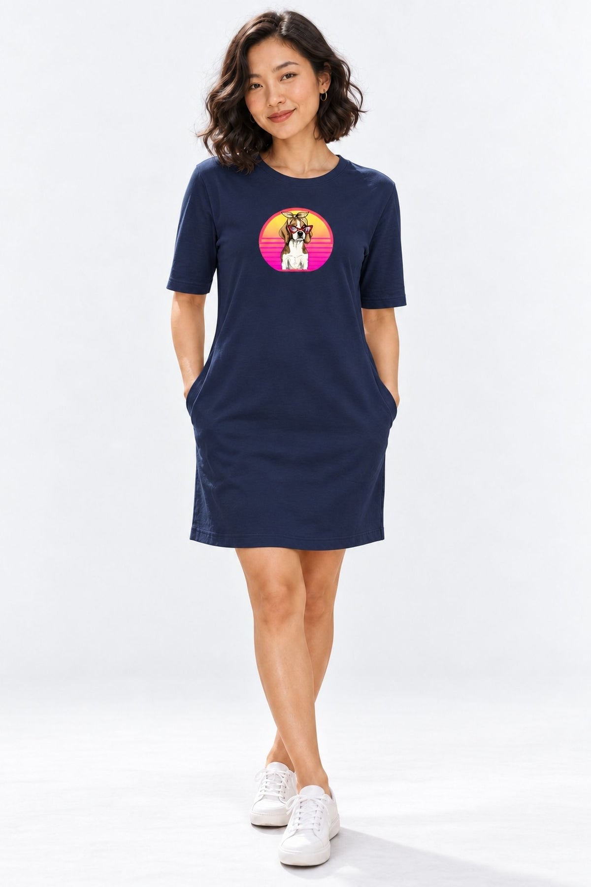 T-shirt Dress With Pockets - Lil Miss Beagle (6 Colours) (Slim Fit)